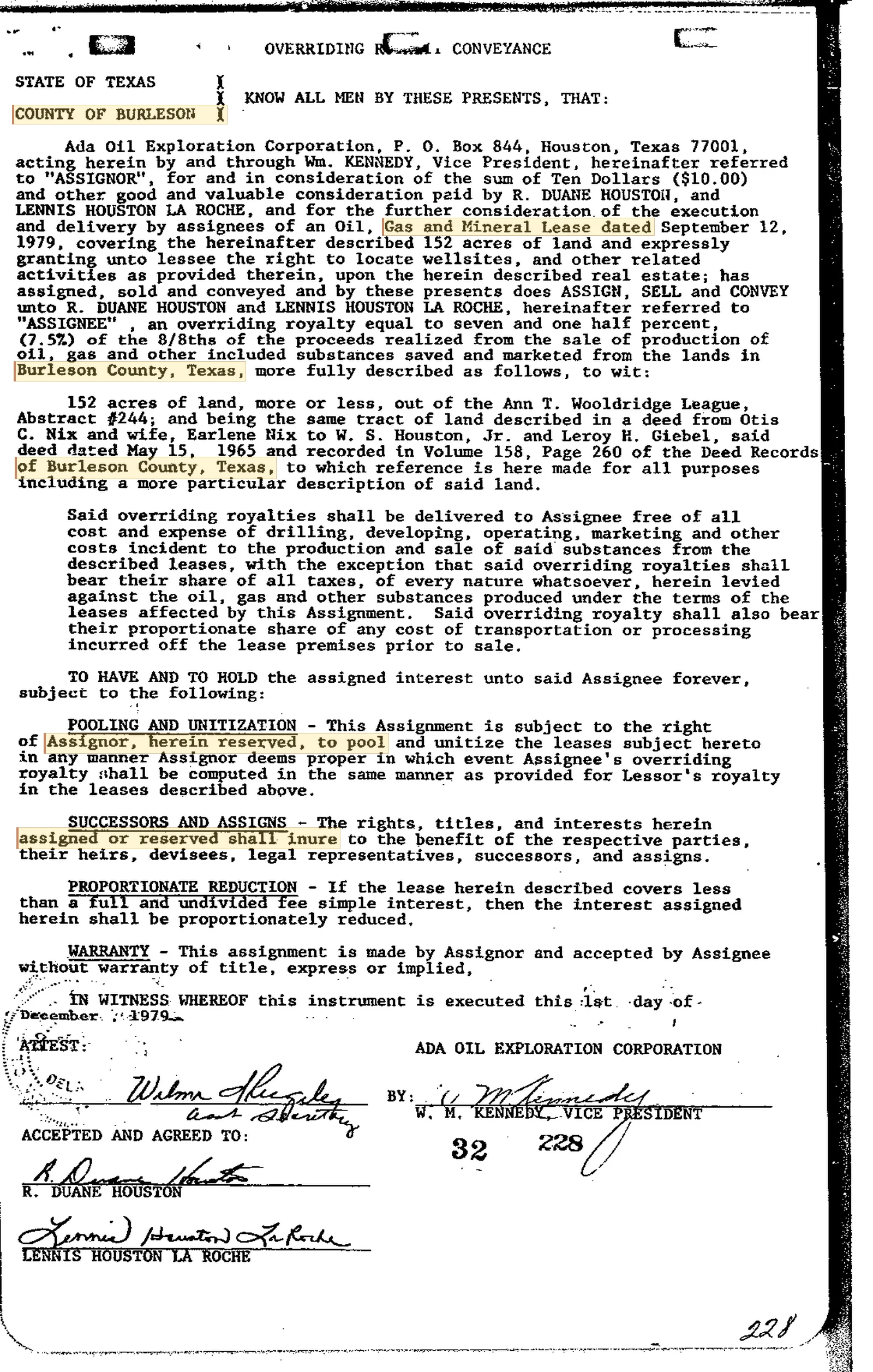 Ada Oil Exploration Corp. - Recorded Asg Orr Royalty Intr (Vol. 32, Page 228)